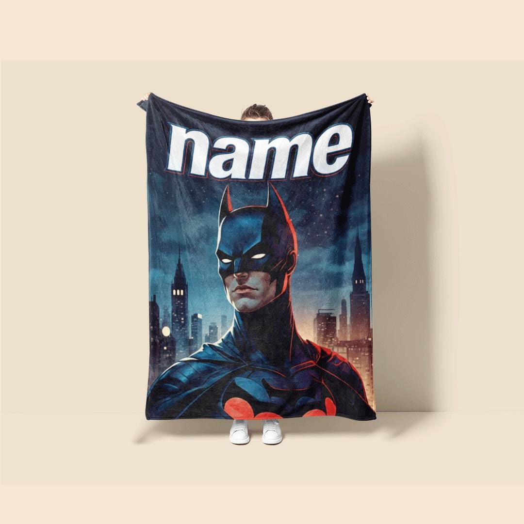 Batman city print single blanket hotel blanket pet blanket Customized name all‑season blankets surprise gift