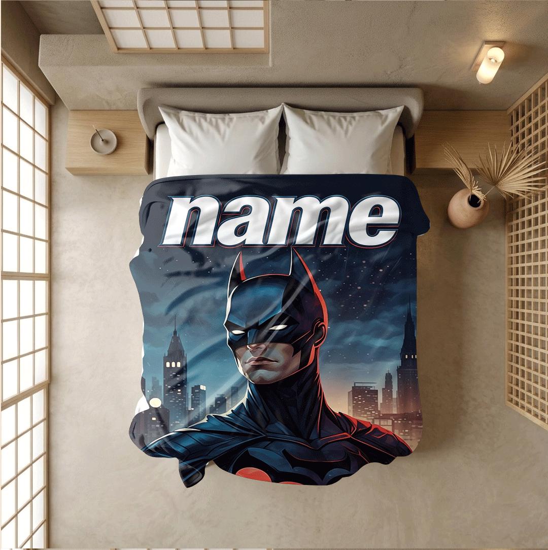 Batman city print single blanket hotel blanket pet blanket Customized name all‑season blankets surprise gift