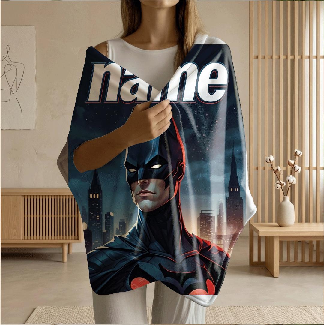 Batman city print single blanket hotel blanket pet blanket Customized name all‑season blankets surprise gift