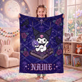 Personalized Kuromi Spellbook Blanket, Custom Magic Fantasy Throw, Gothic Kawaii Bedding, Soft Flannel Fleece, Birthday Gift for Teen Girls