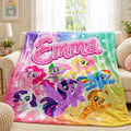 Personalized Pony Flannel Blanket Custom Name Magic Cartoon Character Throw for Girls Bedding Nursery Decor Birthday Gift for Daughter