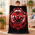 Custom Name Demon Character Flannel Throw Blanket, Dark Fantasy Art Print (30x40in)