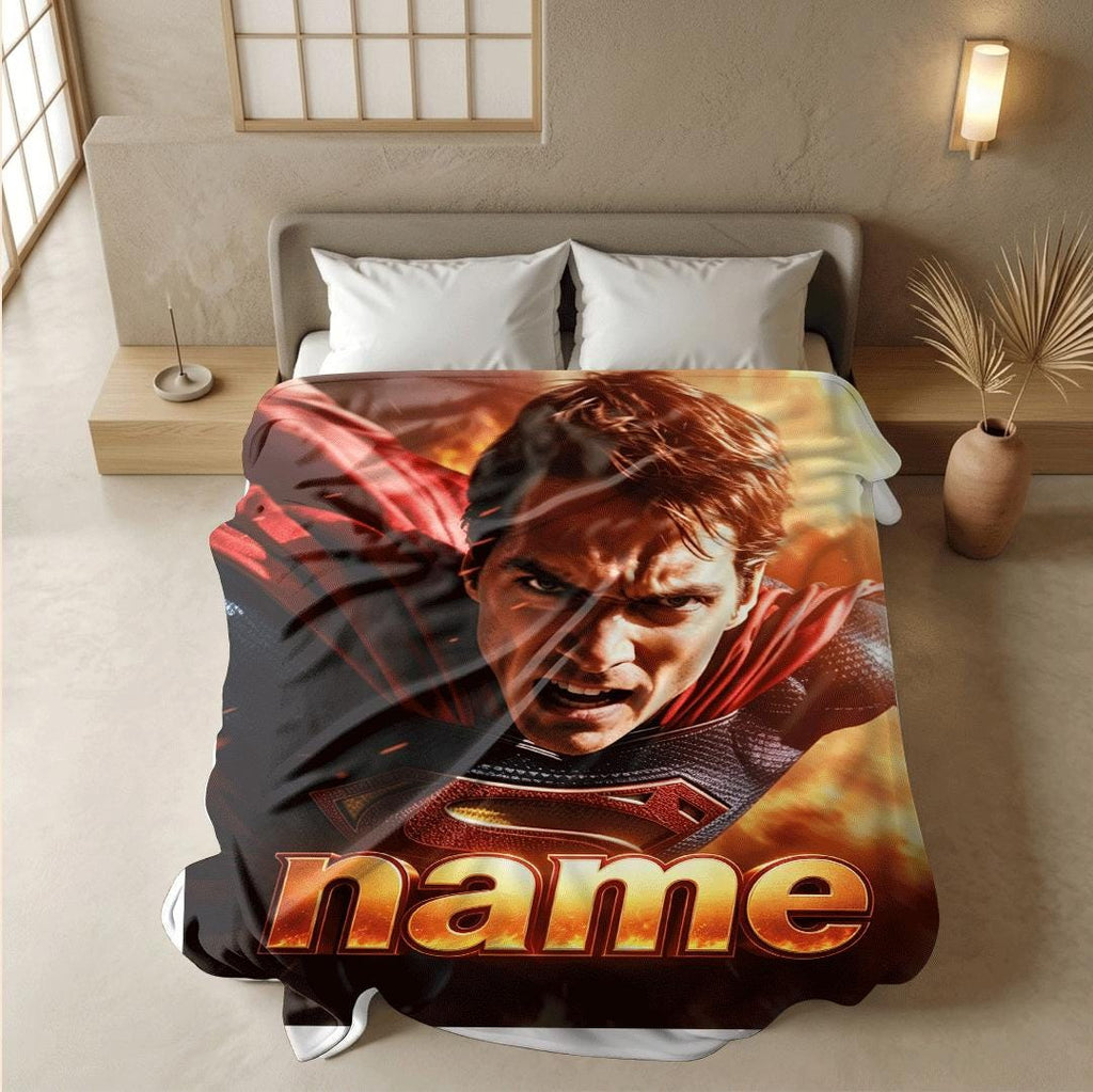 Superhero print kids blanket car blanket sofa blanket Customized name lunch break blankets holiday gift
