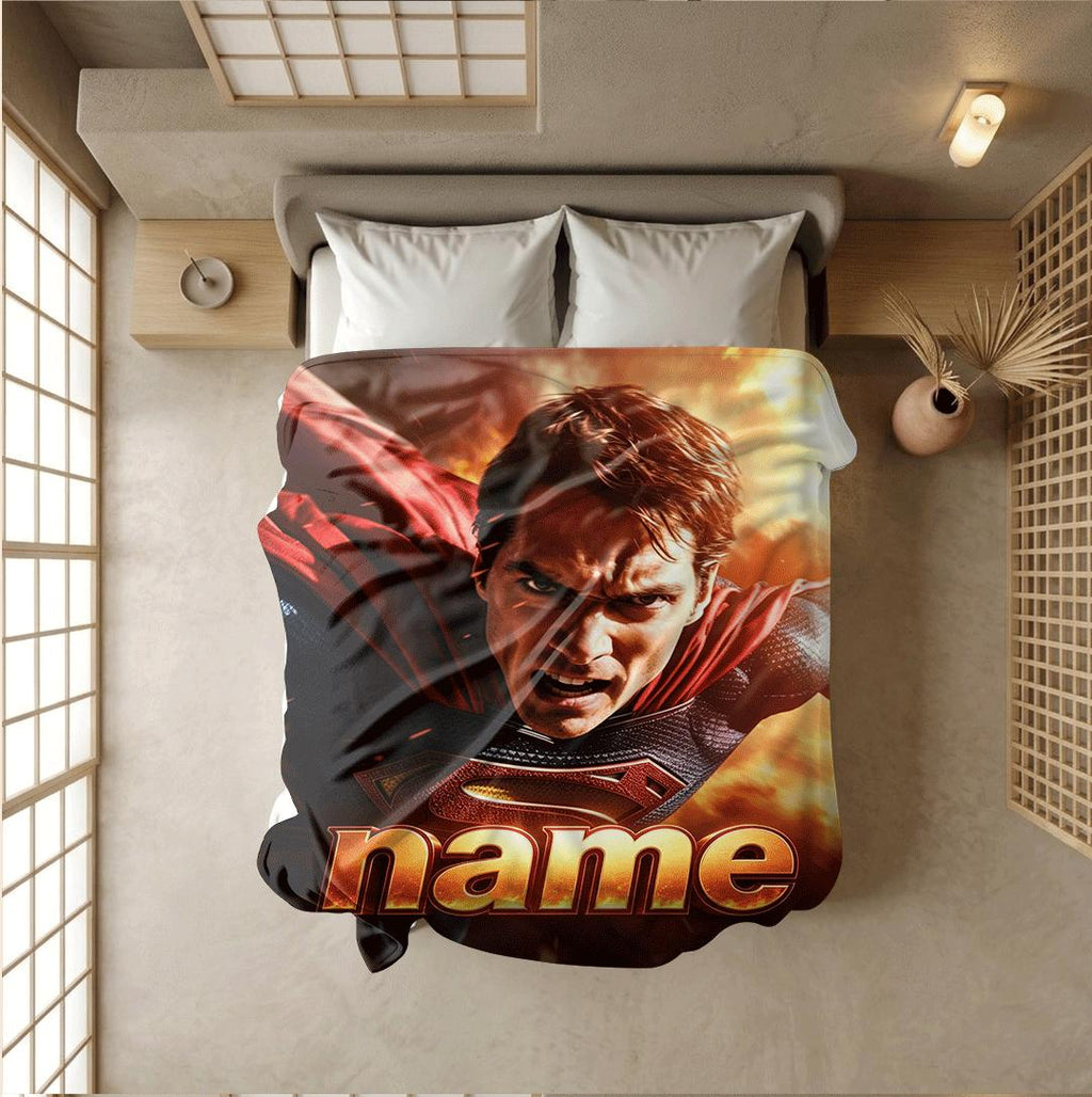 Superhero print kids blanket car blanket sofa blanket Customized name lunch break blankets holiday gift