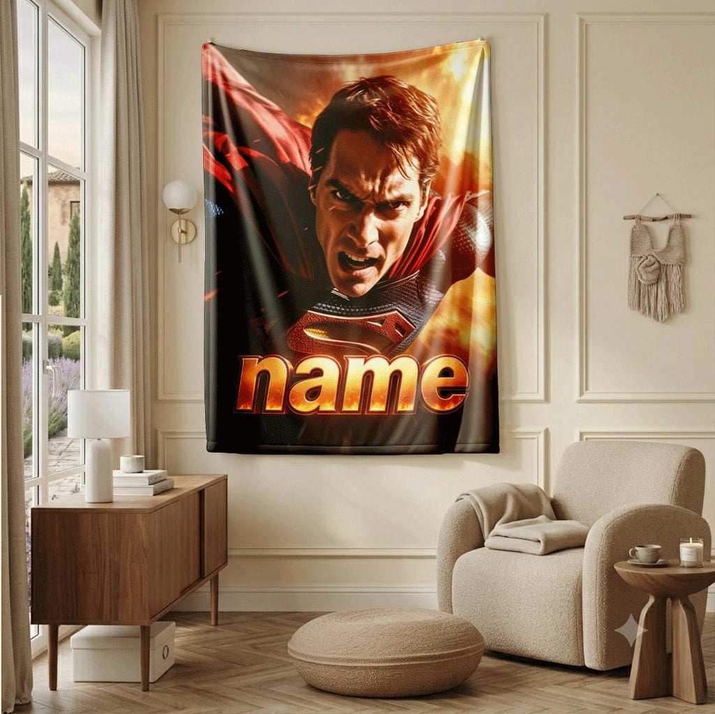Superhero print kids blanket car blanket sofa blanket Customized name lunch break blankets holiday gift