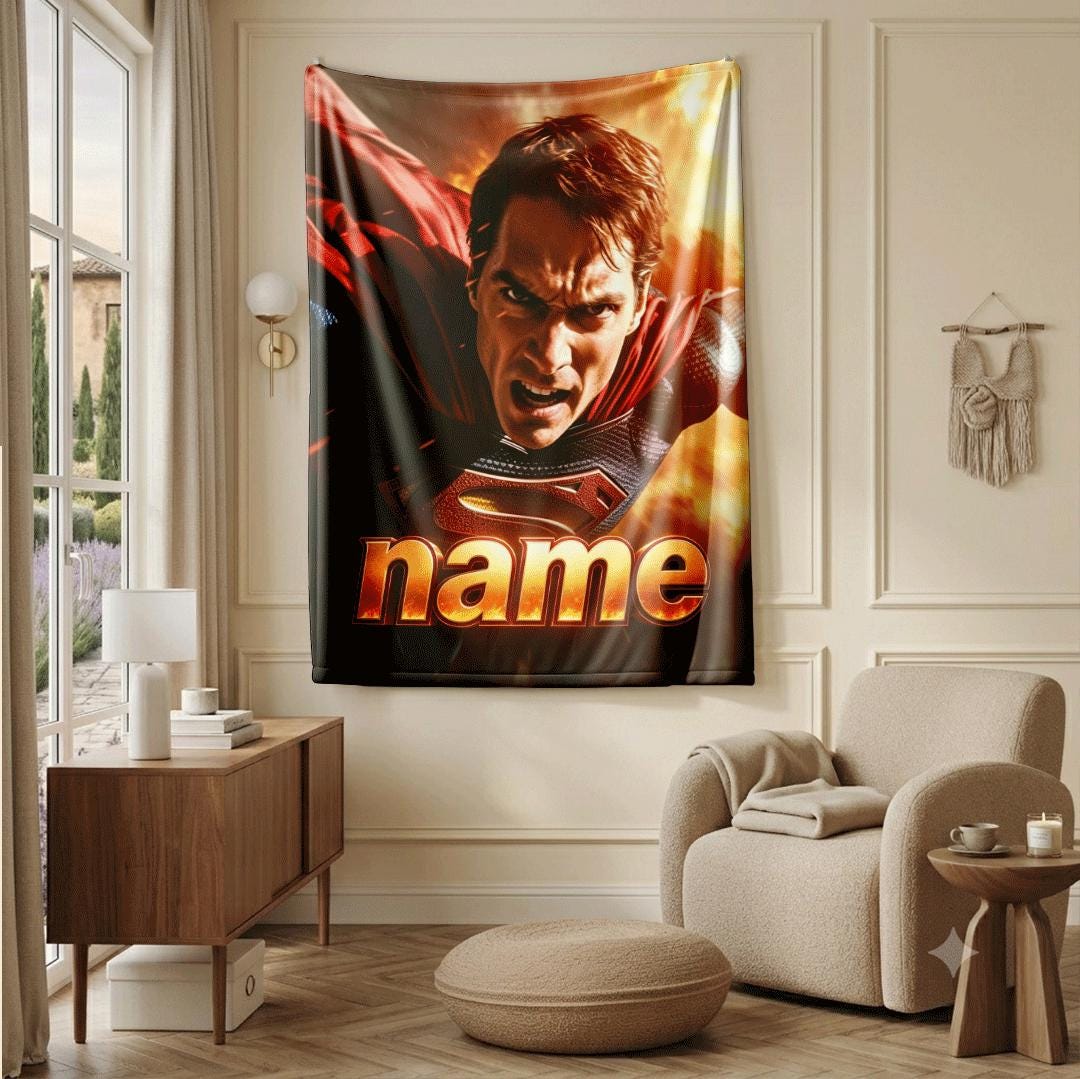 Superhero print kids blanket car blanket sofa blanket Customized name lunch break blankets holiday gift