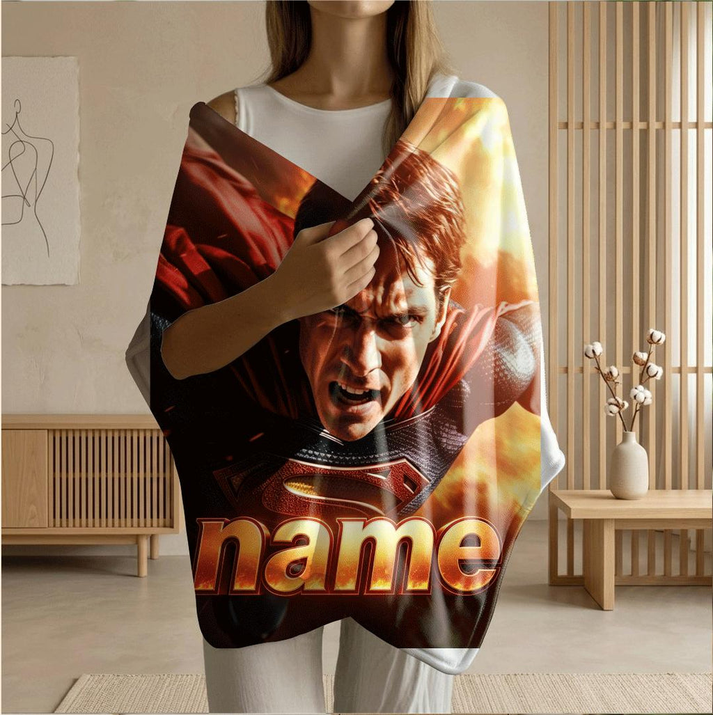 Superhero print kids blanket car blanket sofa blanket Customized name lunch break blankets holiday gift