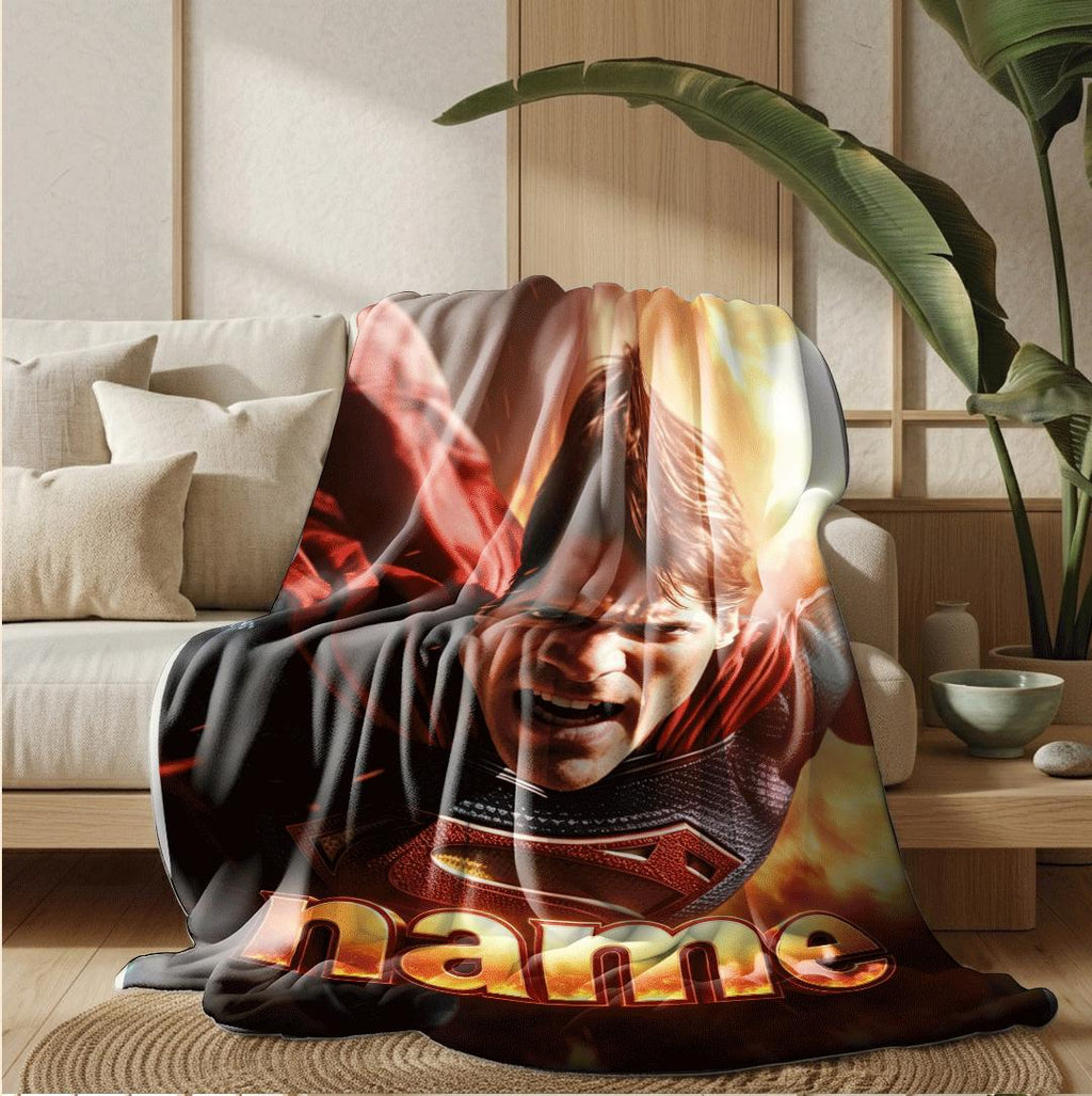 Superhero print kids blanket car blanket sofa blanket Customized name lunch break blankets holiday gift