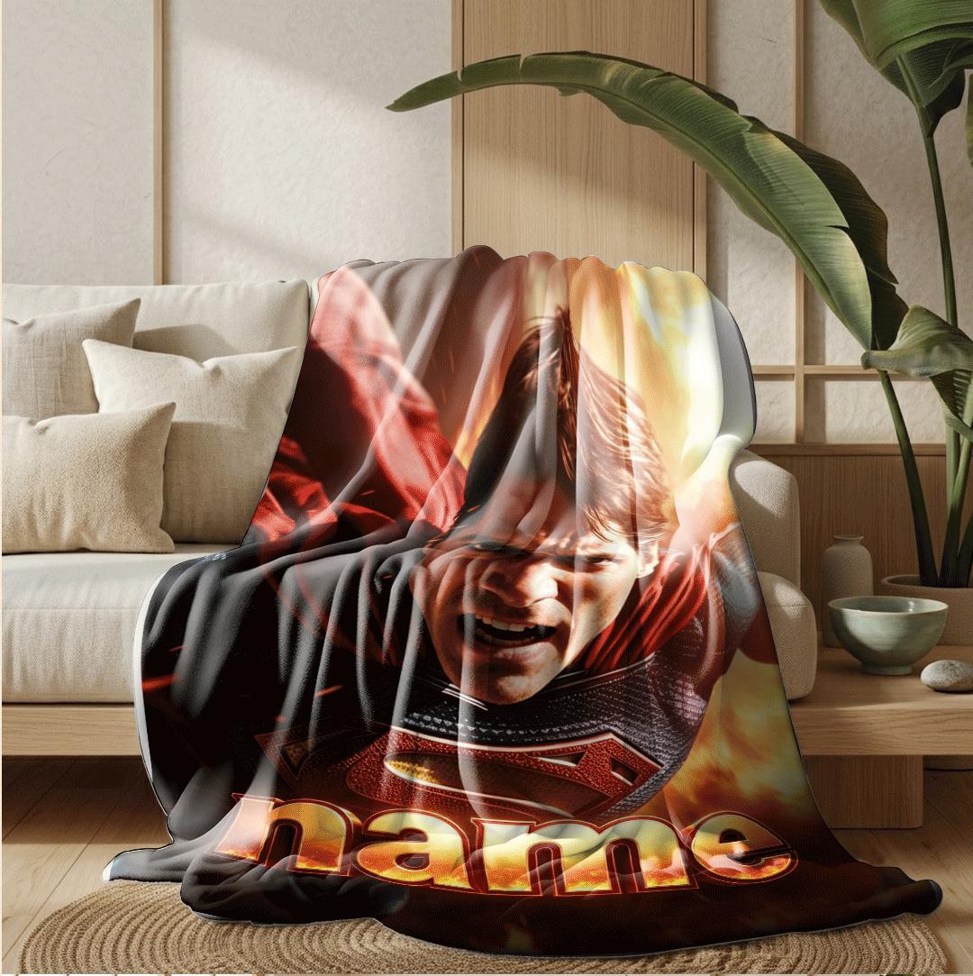 Superhero print kids blanket car blanket sofa blanket Customized name lunch break blankets holiday gift