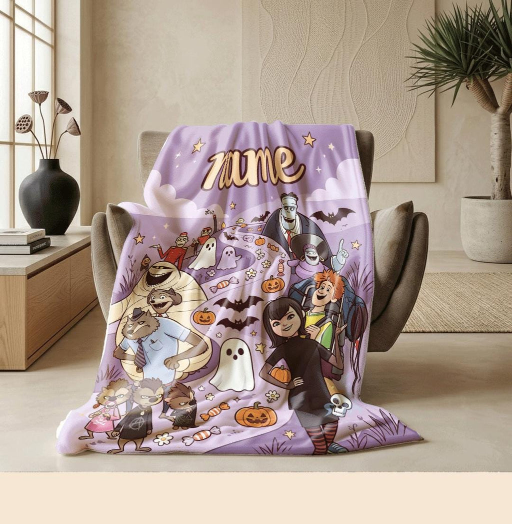 Hotel transylvania print kids blanket single blanket car blanket Customized name lunch break blankets halloween gift