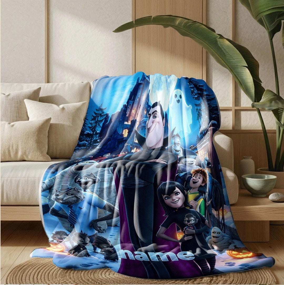 Monster castle print dorm blanket sofa blanket pet blanket Customized name office blankets party gift