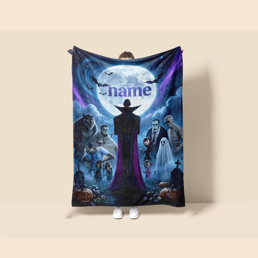 Hotel Transylvania moon print cartoon blanket dorm single blanket car blanket Customized name winter warm blankets halloween gift