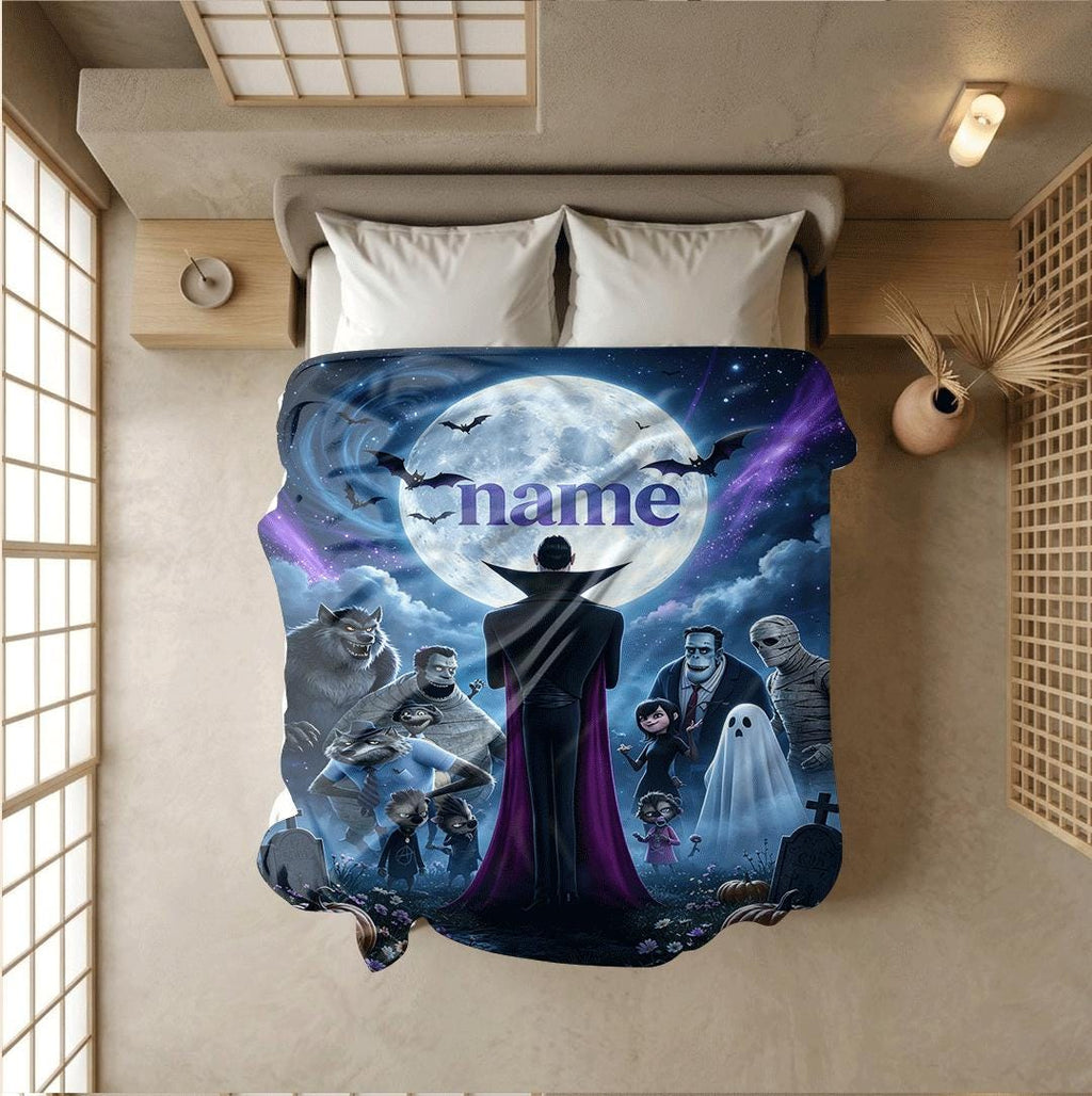 Hotel Transylvania moon print cartoon blanket dorm single blanket car blanket Customized name winter warm blankets halloween gift