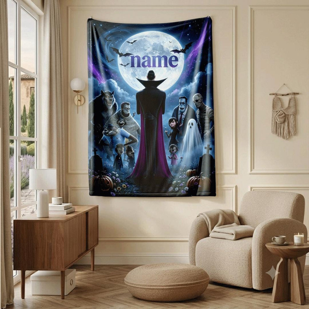 Hotel Transylvania moon print cartoon blanket dorm single blanket car blanket Customized name winter warm blankets halloween gift