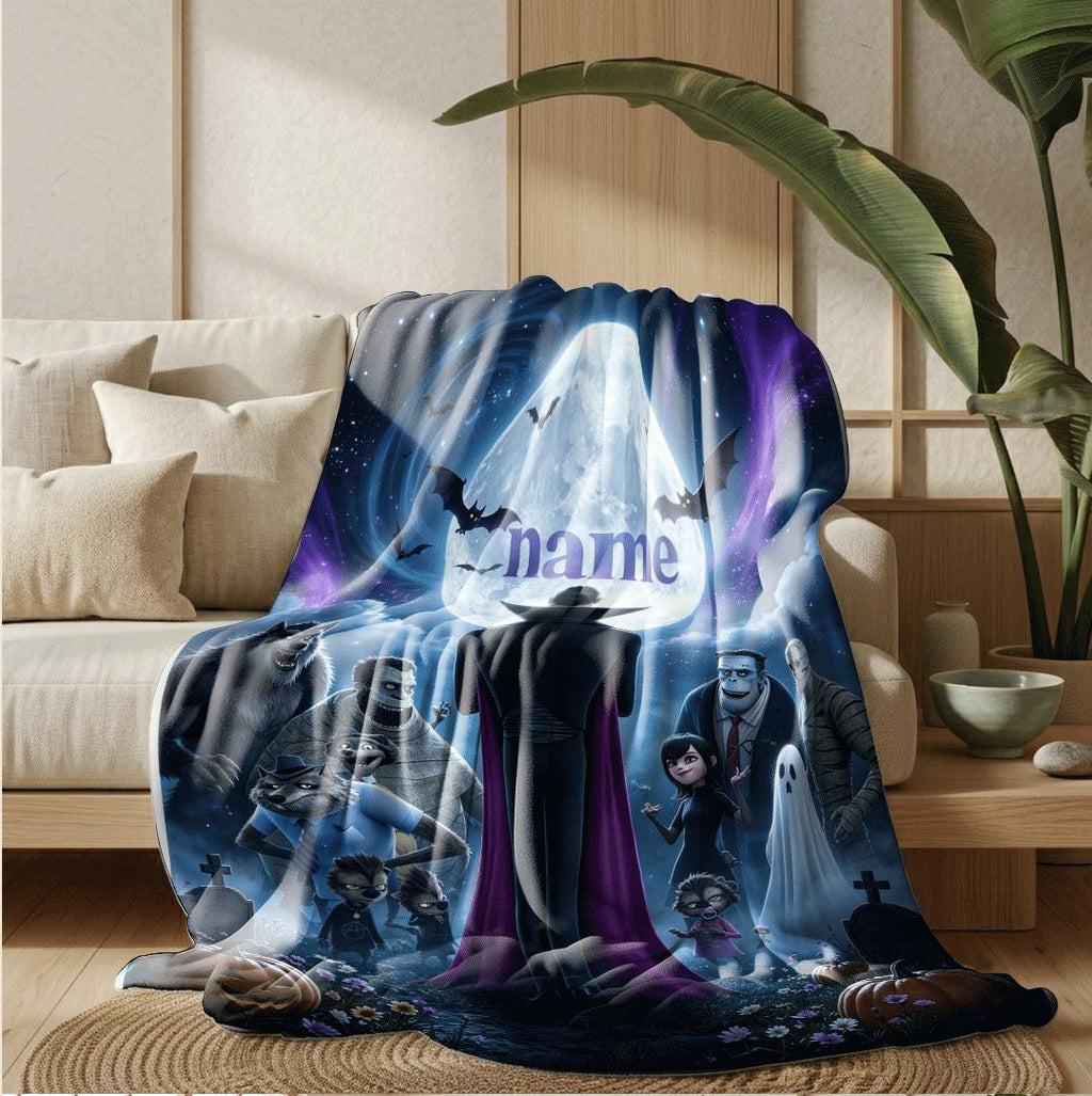 Hotel Transylvania moon print cartoon blanket dorm single blanket car blanket Customized name winter warm blankets halloween gift