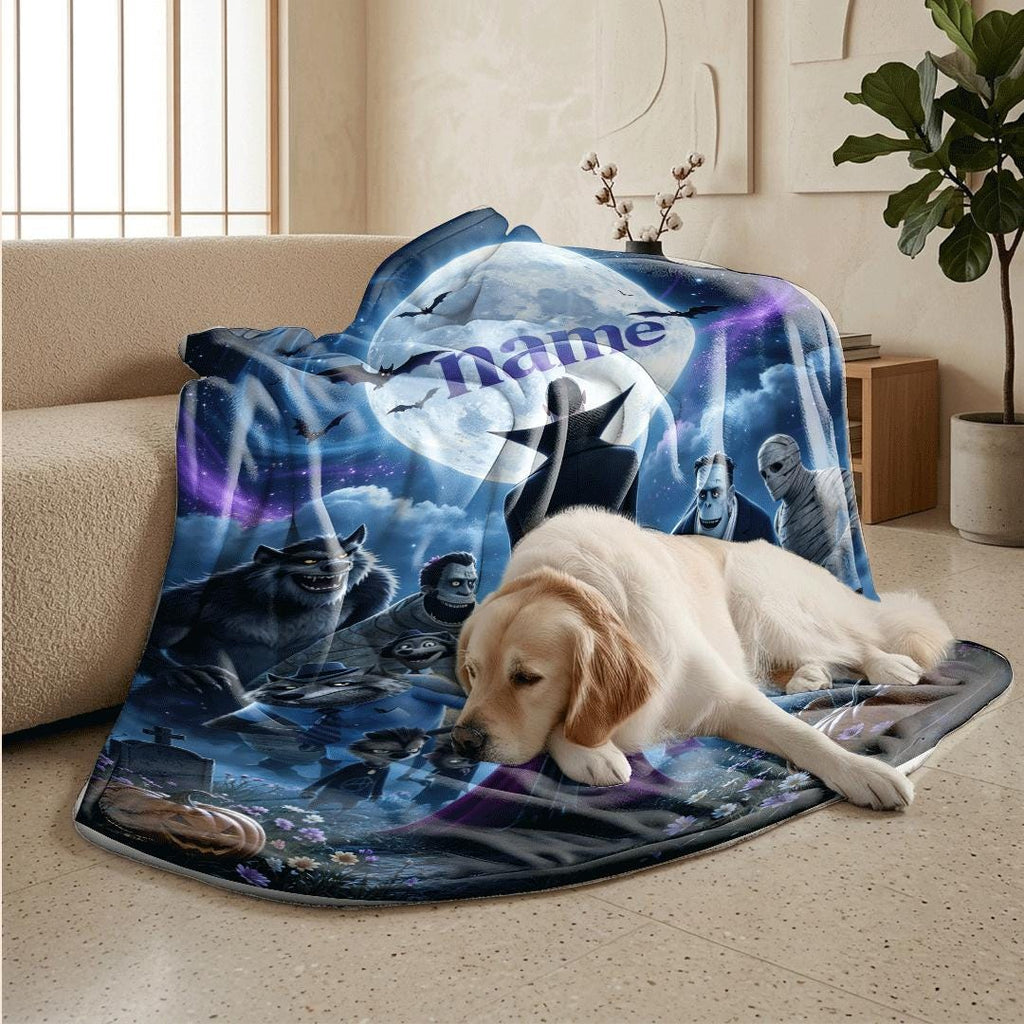 Hotel Transylvania moon print cartoon blanket dorm single blanket car blanket Customized name winter warm blankets halloween gift