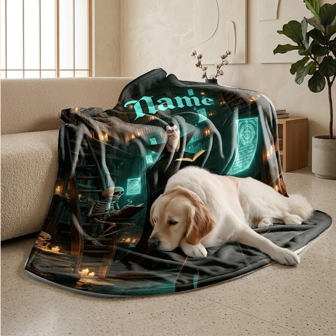 Magic library print kids blanket sofa blanket single blanket Customized name air conditioning blankets surprise gift