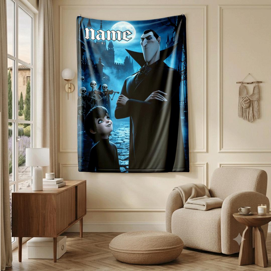 Castle moonlight print single blanket dorm blanket pet blanket Customized name all‑season blankets birthday surprise gift