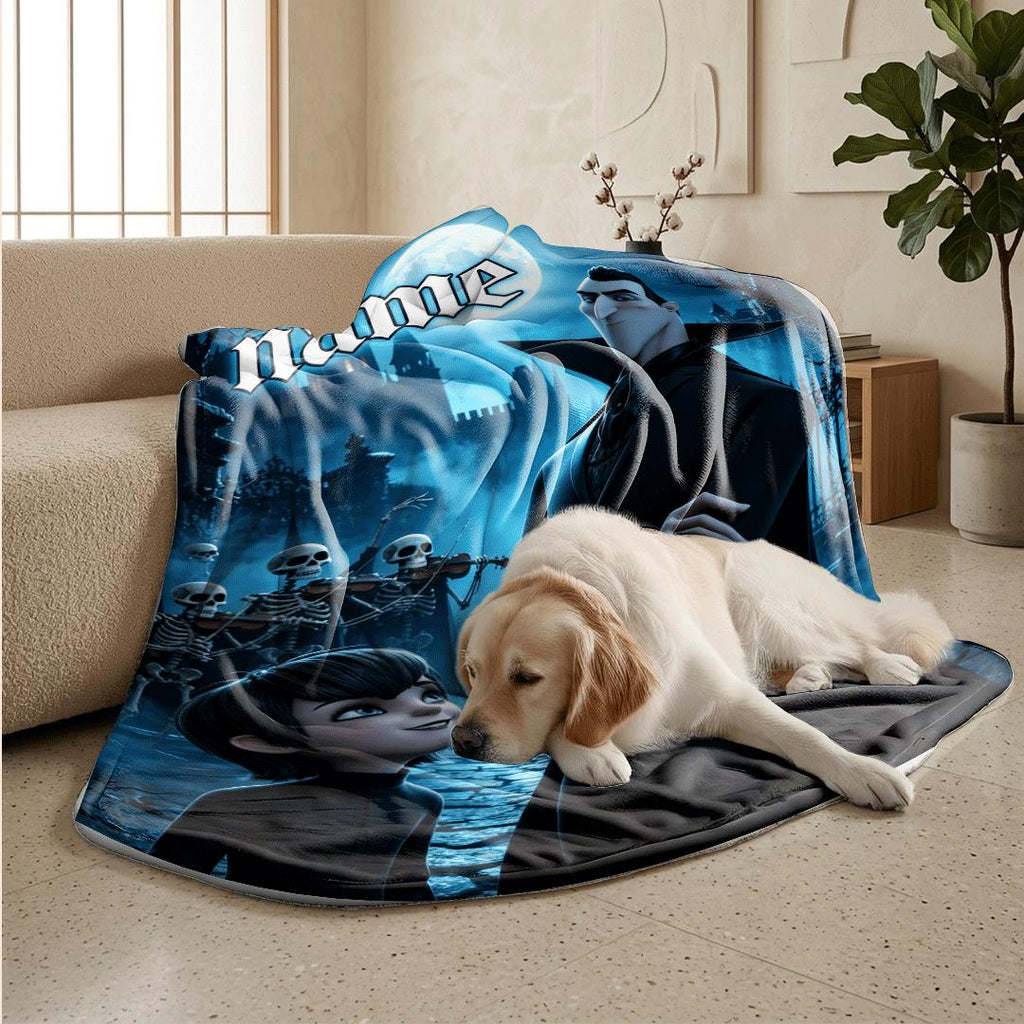 Castle moonlight print single blanket dorm blanket pet blanket Customized name all‑season blankets birthday surprise gift