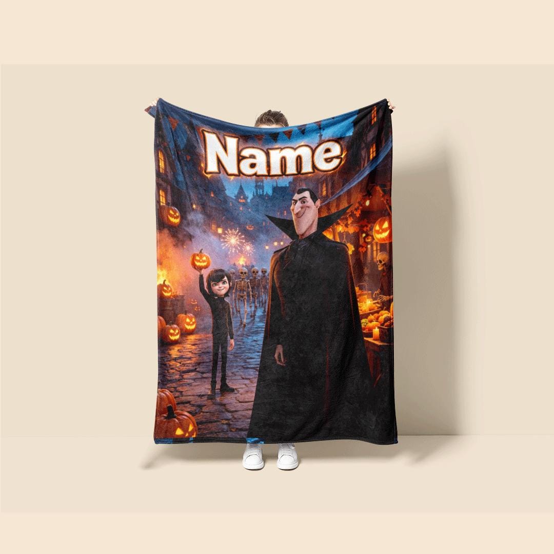 Halloween town print hotel blanket portable blanket dorm single blanket Customized name office blankets holiday present gift