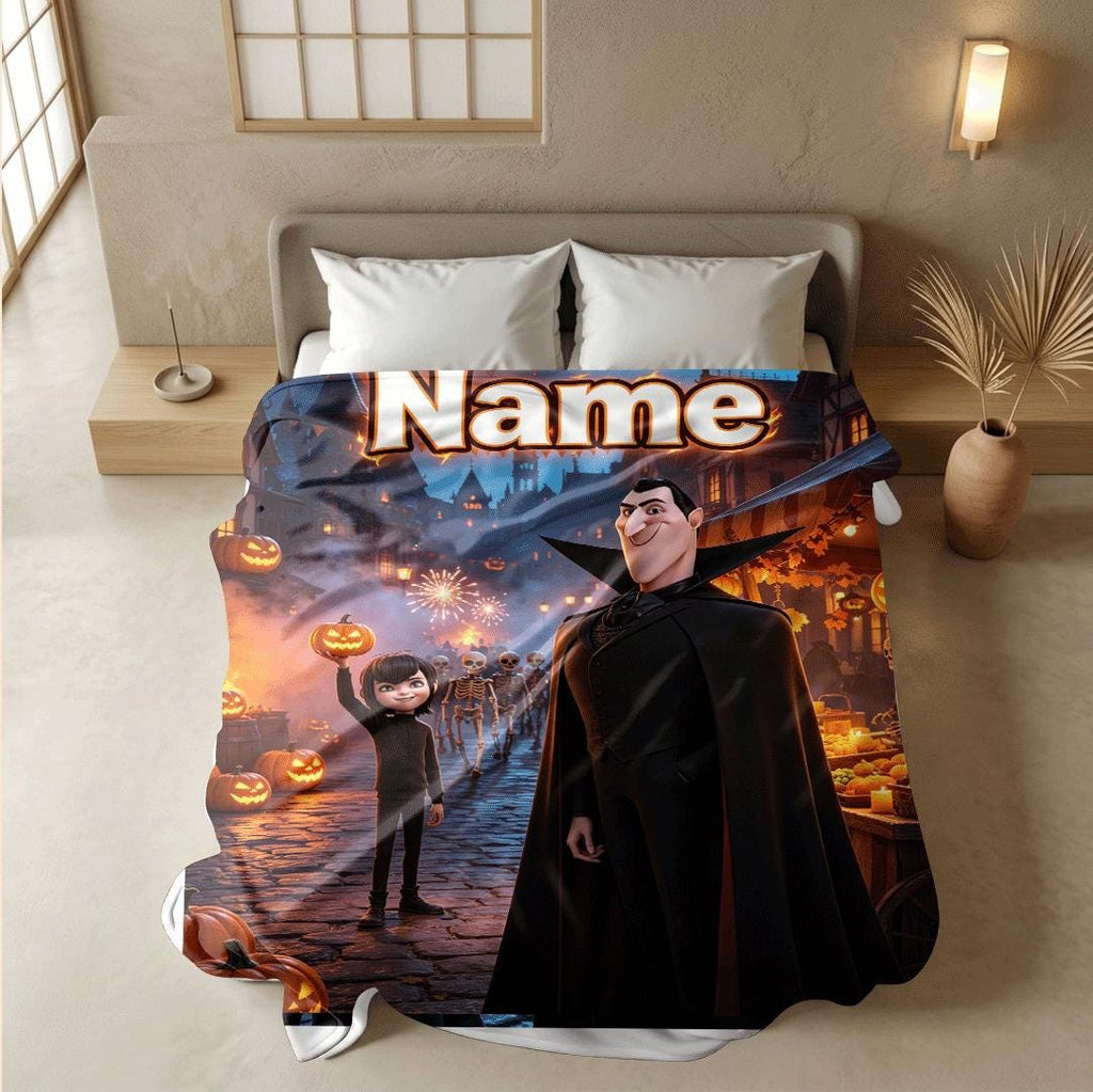 Halloween town print hotel blanket portable blanket dorm single blanket Customized name office blankets holiday present gift