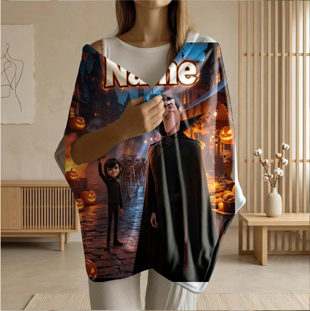 Halloween town print hotel blanket portable blanket dorm single blanket Customized name office blankets holiday present gift