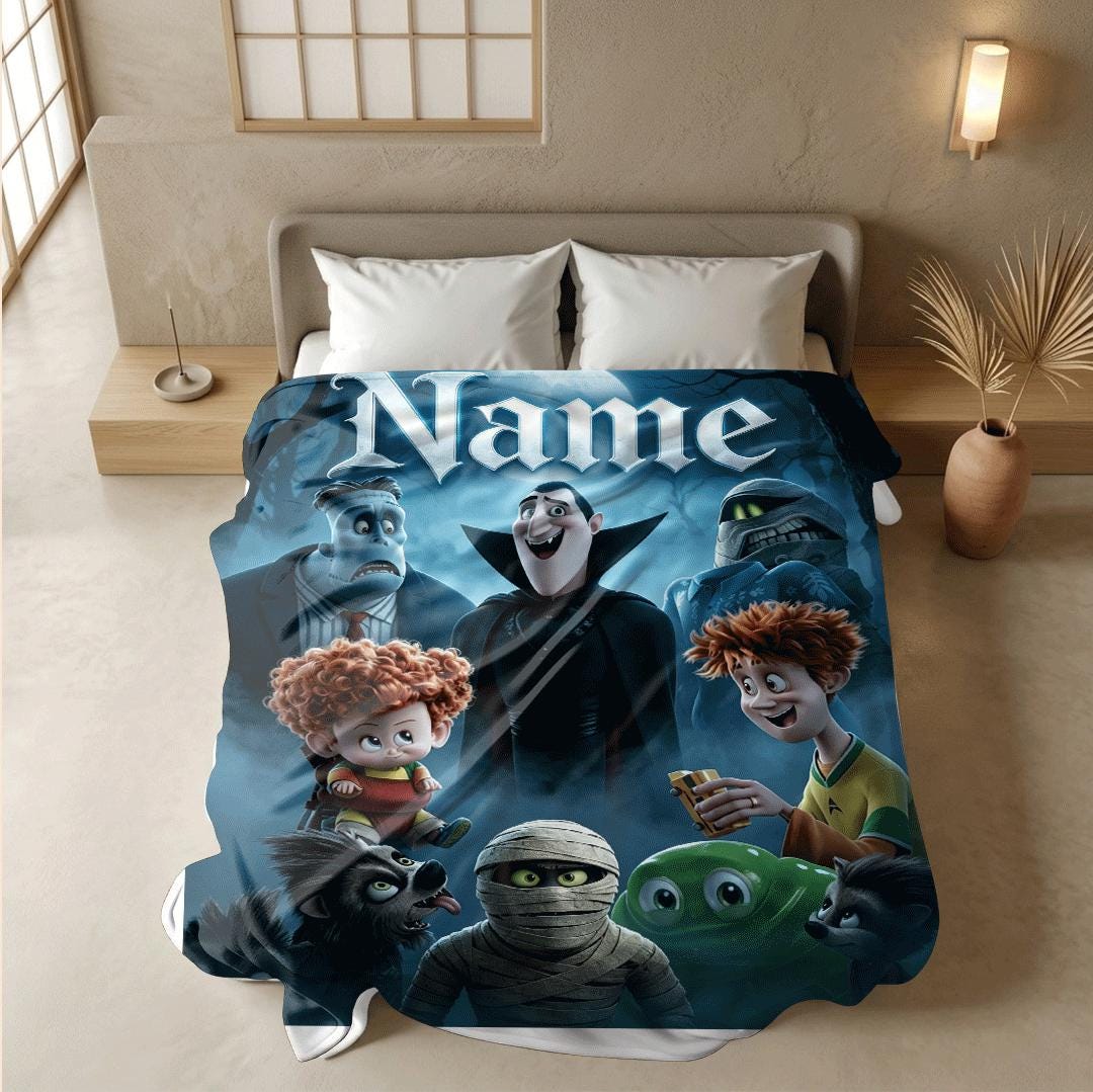 Dormitory blanket spooky cartoon print Customized name portable blanket sofa blankets office blankets youth gift