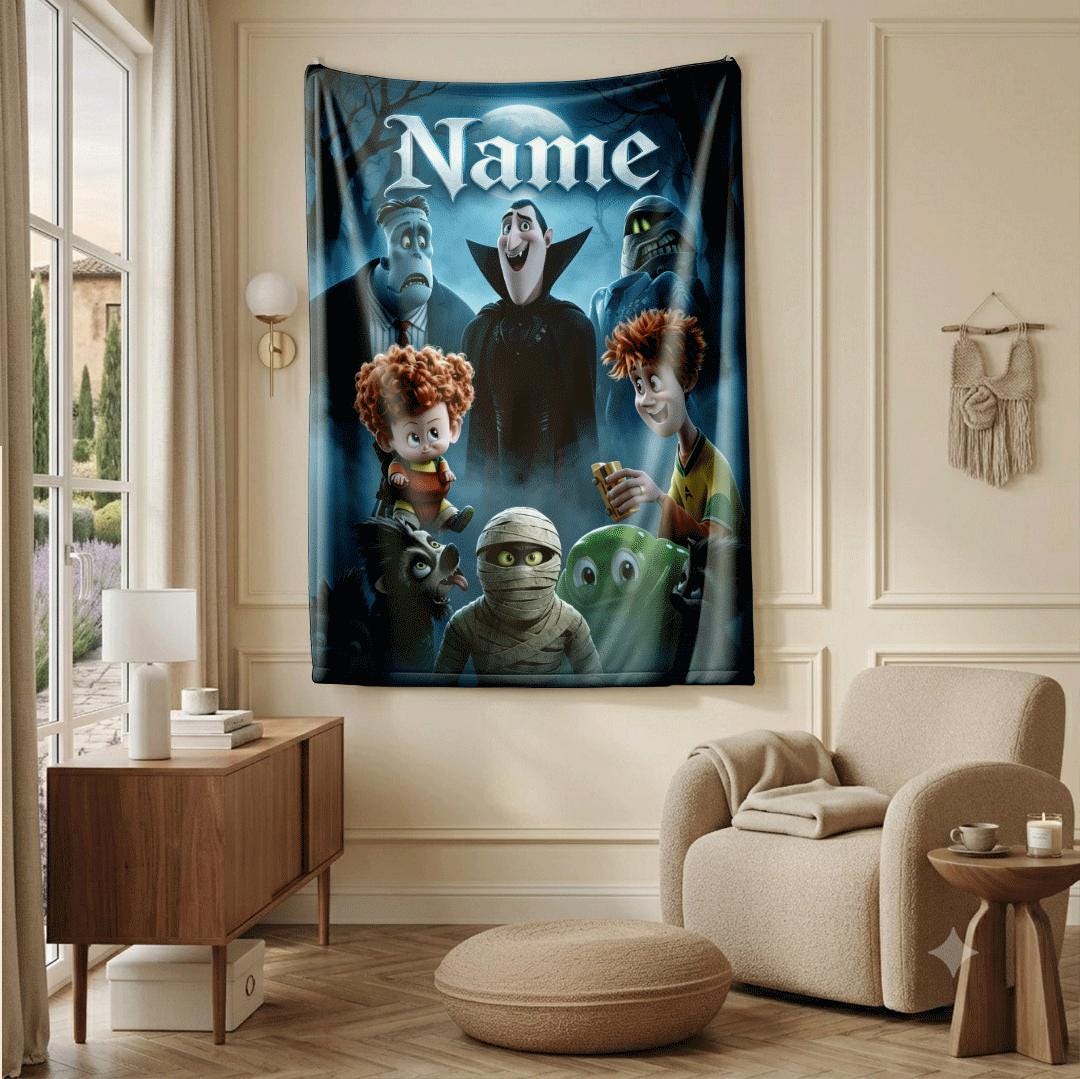 Dormitory blanket spooky cartoon print Customized name portable blanket sofa blankets office blankets youth gift