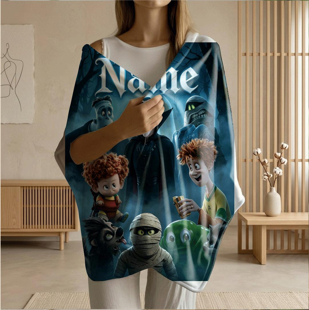 Dormitory blanket spooky cartoon print Customized name portable blanket sofa blankets office blankets youth gift
