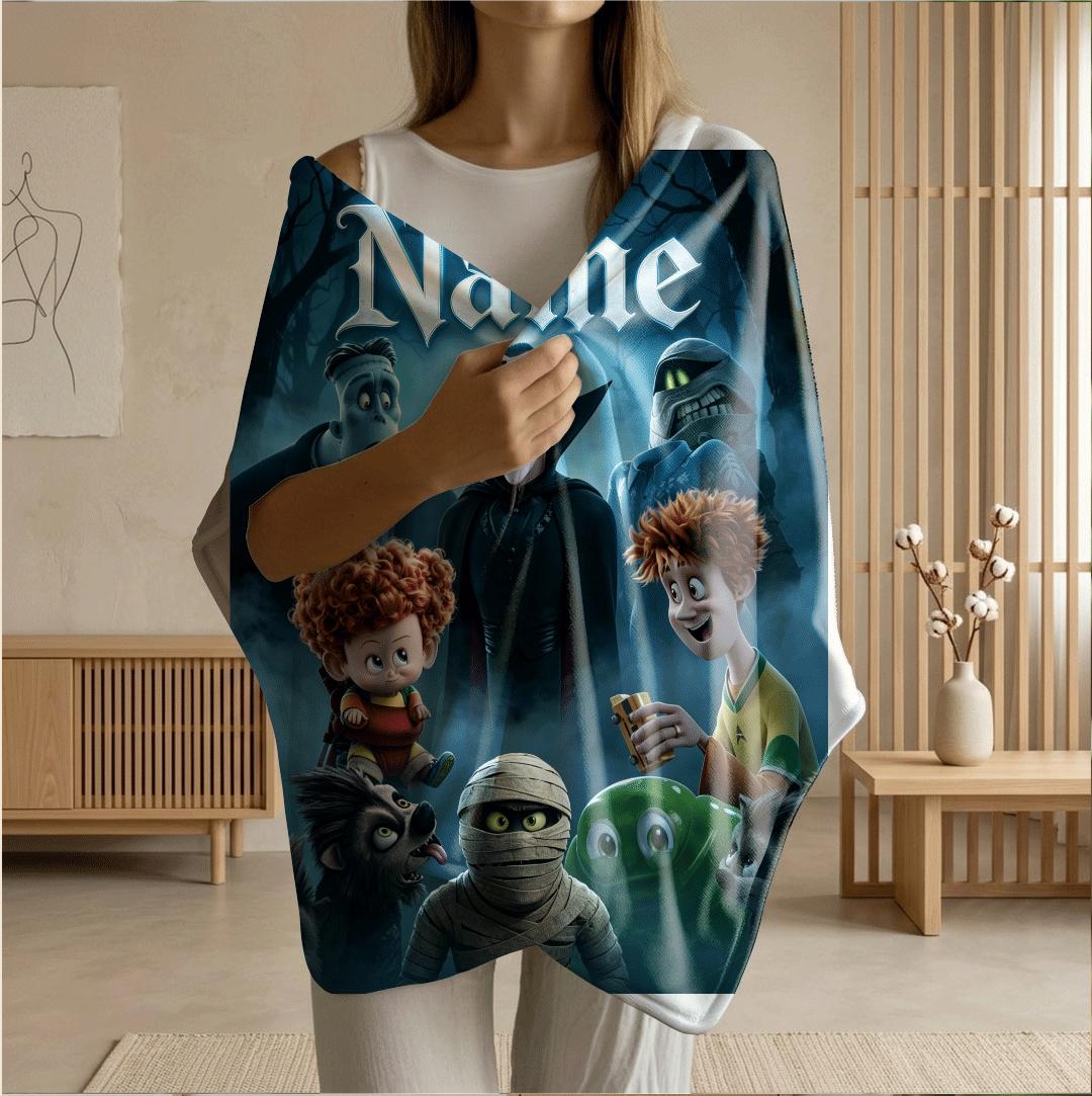 Dormitory blanket spooky cartoon print Customized name portable blanket sofa blankets office blankets youth gift