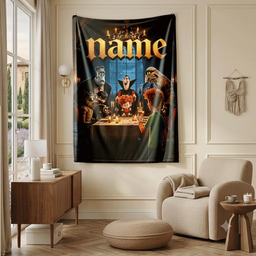 Single blanket Customized name monster group print children blanket hotel blanket winter warm blankets souvenir gift