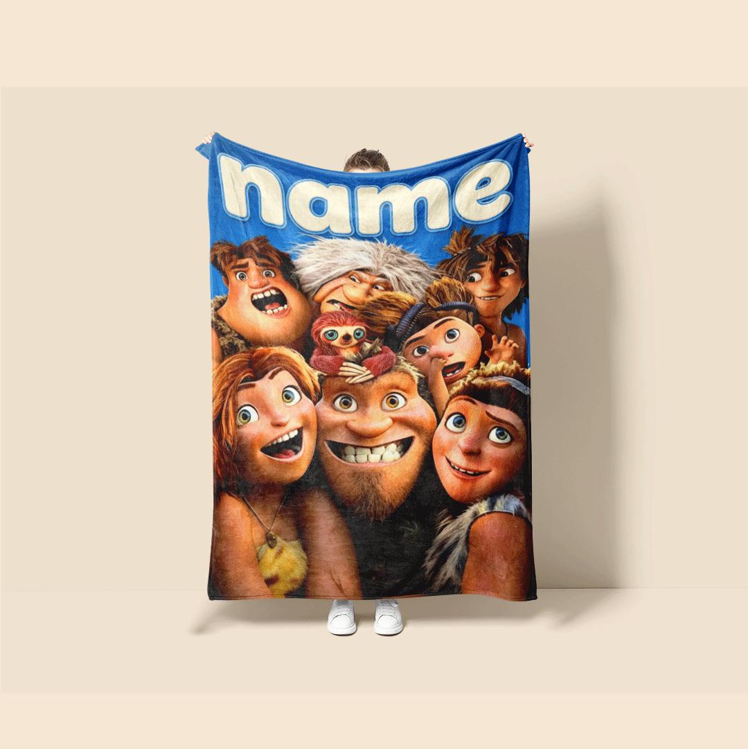 Portable blanket Croods family print Customized name dormitory single blanket couch‑covers office blankets festive gift