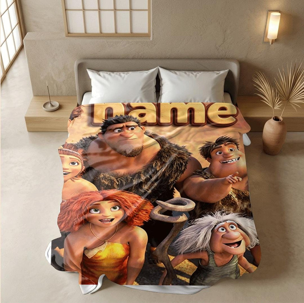 Kids blanket Croods family print Customized name sofa blanket dormitory blanket all‑season blankets birthday gift