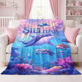 Personalized Ocean Blanket, Custom Name Whale Baby Blanket, Under the Sea Nursery Decor, Dreamy Sea Turtle Kids' Throw, Baby Shower Gift