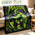 Personalized Oogie Boogie Flannel Blanket Custom Halloween Town Throw Spooky Christmas Gift for Movie Fan Gothic Room Decor Custom Name