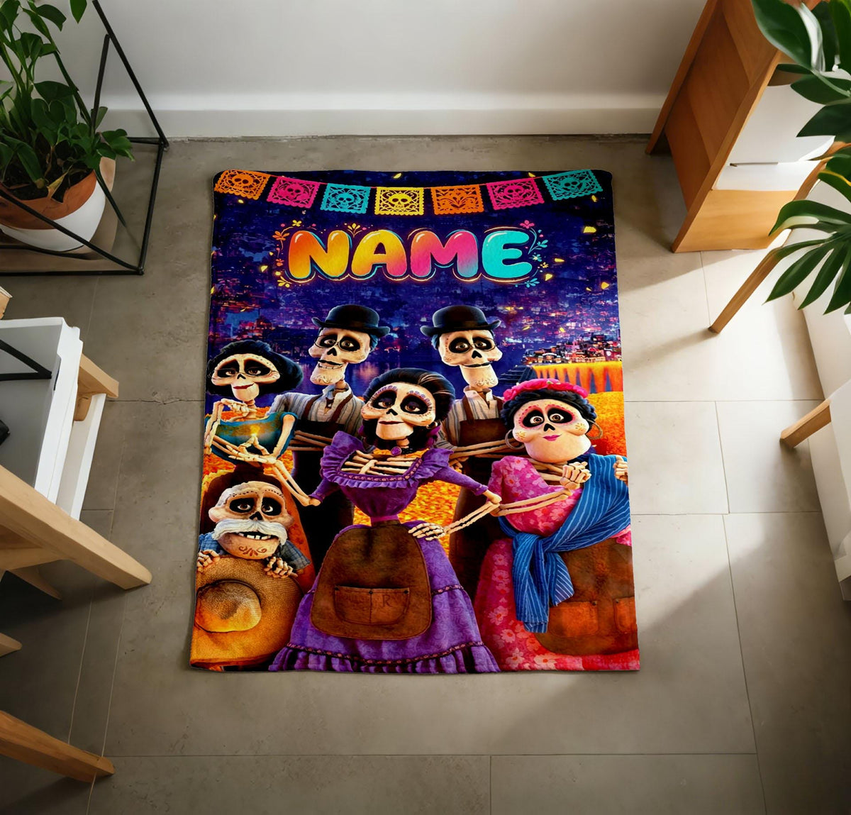 1. Custom Name Coco Movie Blanket Soft Throw, Coco Family Portrait Throw Blanket, Birthday Gift For Kids