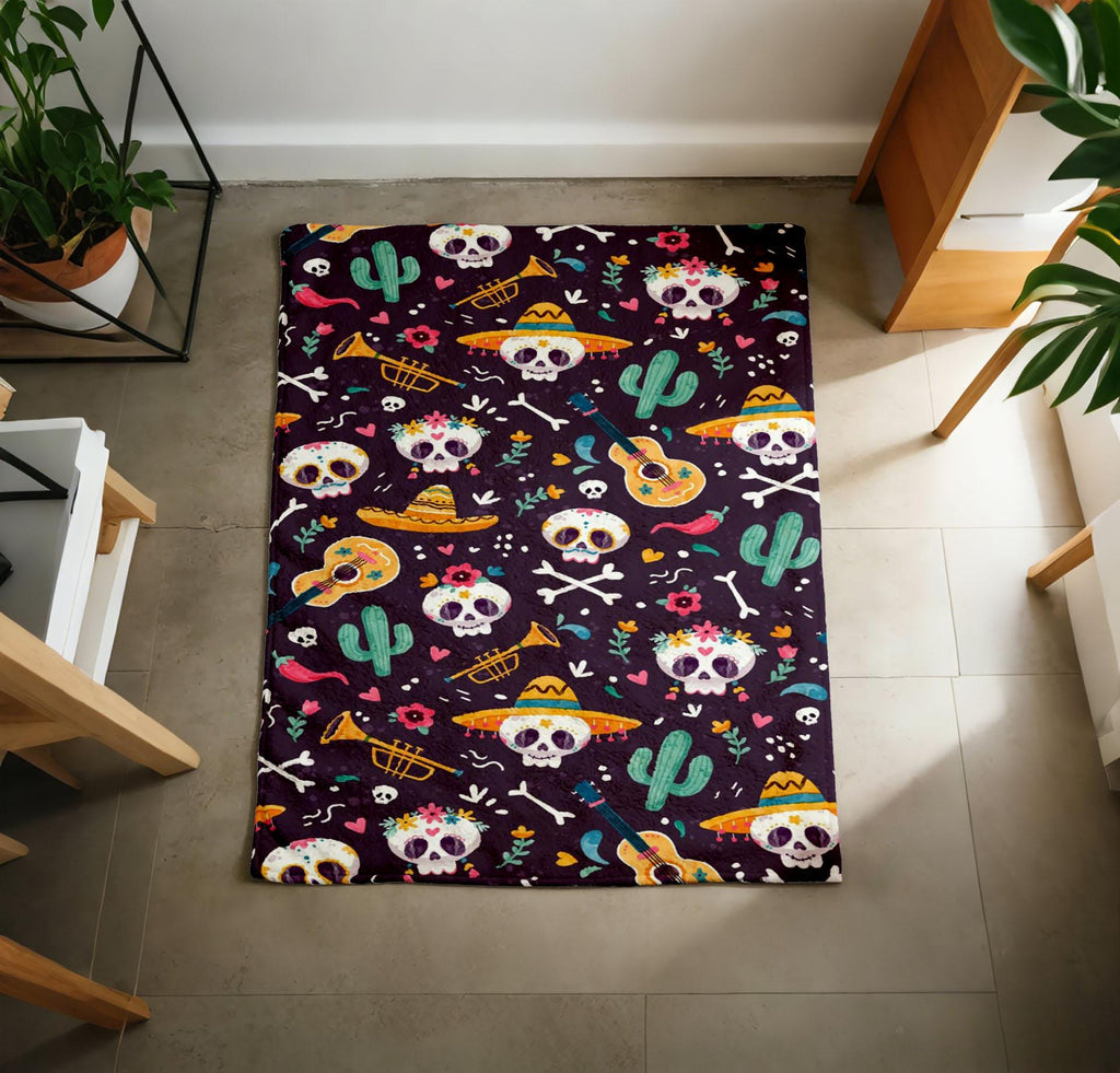 1. Coco Pattern Blanket Soft Throw, Day Of The Dead Skull Throw, Halloween Gift For Coco Fans