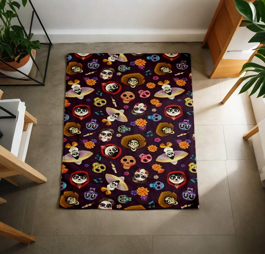 1. Coco Pattern Blanket Soft Throw, Day Of The Dead Skull Throw, Halloween Gift For Coco Fans