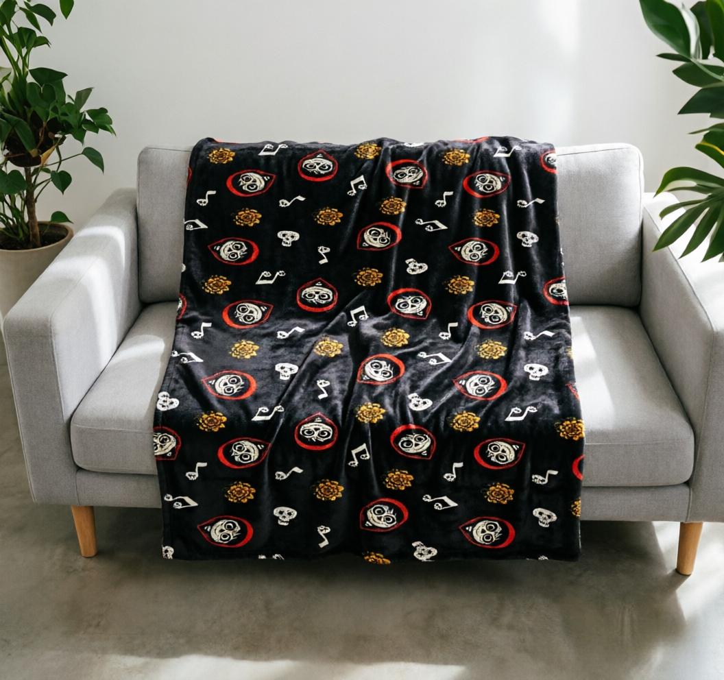 1. Coco Pattern Blanket Soft Throw, Day Of The Dead Skull Throw, Halloween Gift For Coco Fans