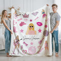 Personalized Pop Star Blanket, Custom Name Music Fan Throw, Concert Fan Gift, Pink Singer Blanket, Girl Room Decor, Birthday Gift