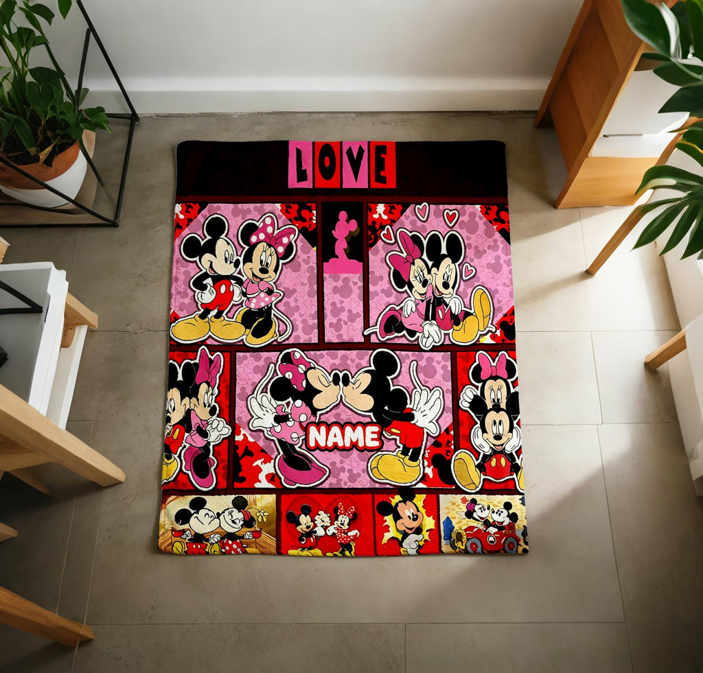 Mickey Minnie Blanket Soft Throw Custom Name, Sweet Family Keepsake Gift