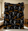 Personalized Halloween Skeleton Blanket,Boo Basket Gift for Boys,Cozy Flannel,Halloween Name Blanket Idea,Cute Skeleton Birthday Present