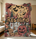 Halloween Cozy Flannel Blanket,Retro Jack-o'-lantern Haunted House Decor,90s Spooky Decor Throw,Fall Pumpkin,Halloween Watching Movie Throw