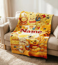 Custom Name Winnie the Pooh Blanket, Hundred Acre Wood Characters, Cozy Flannel Fleece Throw