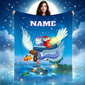 Personalized Mouse Adventure Blanket, Custom Name Flannel Throw, Flying Rescue Story Blanket, Cozy Kids Bedroom Gift
