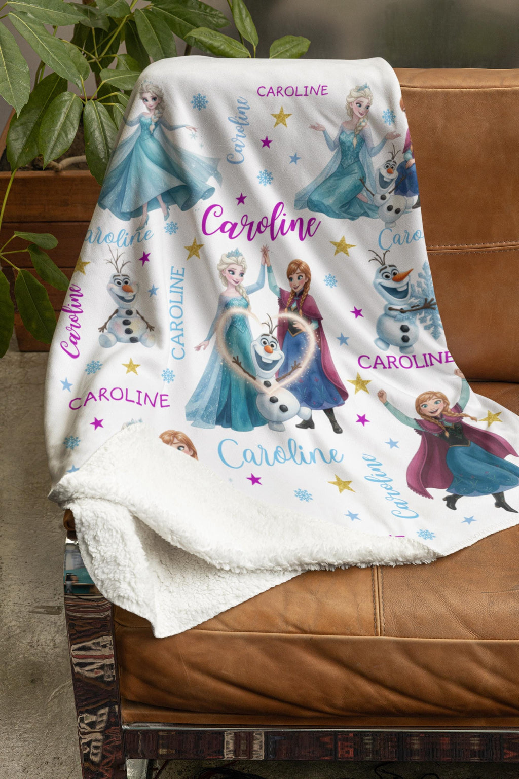 Personalized Disney Frozen Blanket Custom Name | Elsa Anna Olaf Girls Birthday Gift