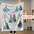 Personalized Disney Frozen Blanket Custom Name | Elsa Anna Olaf Girls Birthday Gift