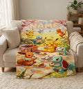 Custom Name Pokemon Soft Throw Blanket, Personalized Cartoon Art, Ideal Birthday Gift for Kids