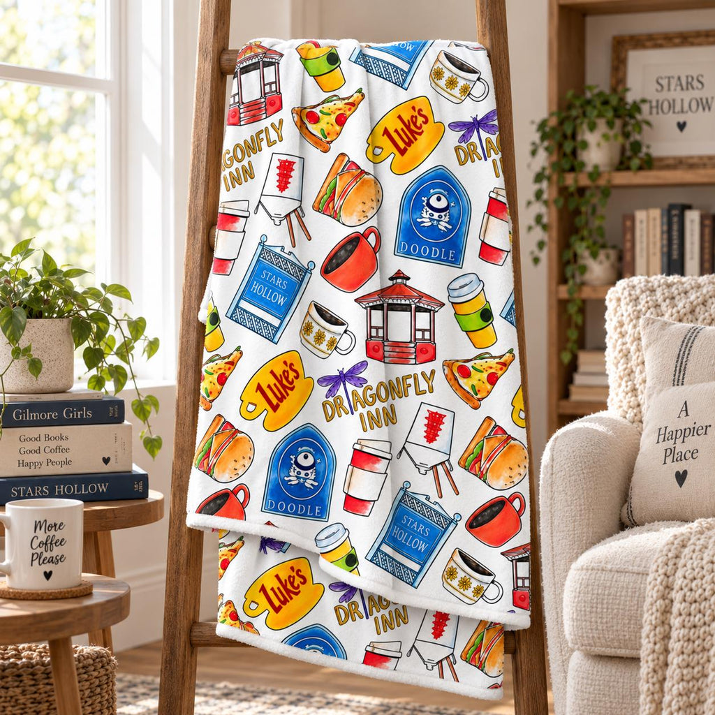 Gilmore Girls Blanket, Stars Hollow Cozy Throw, Luke's Diner Dragonfly Inn Blanket, Coffee Lover TV Show Fan Gift