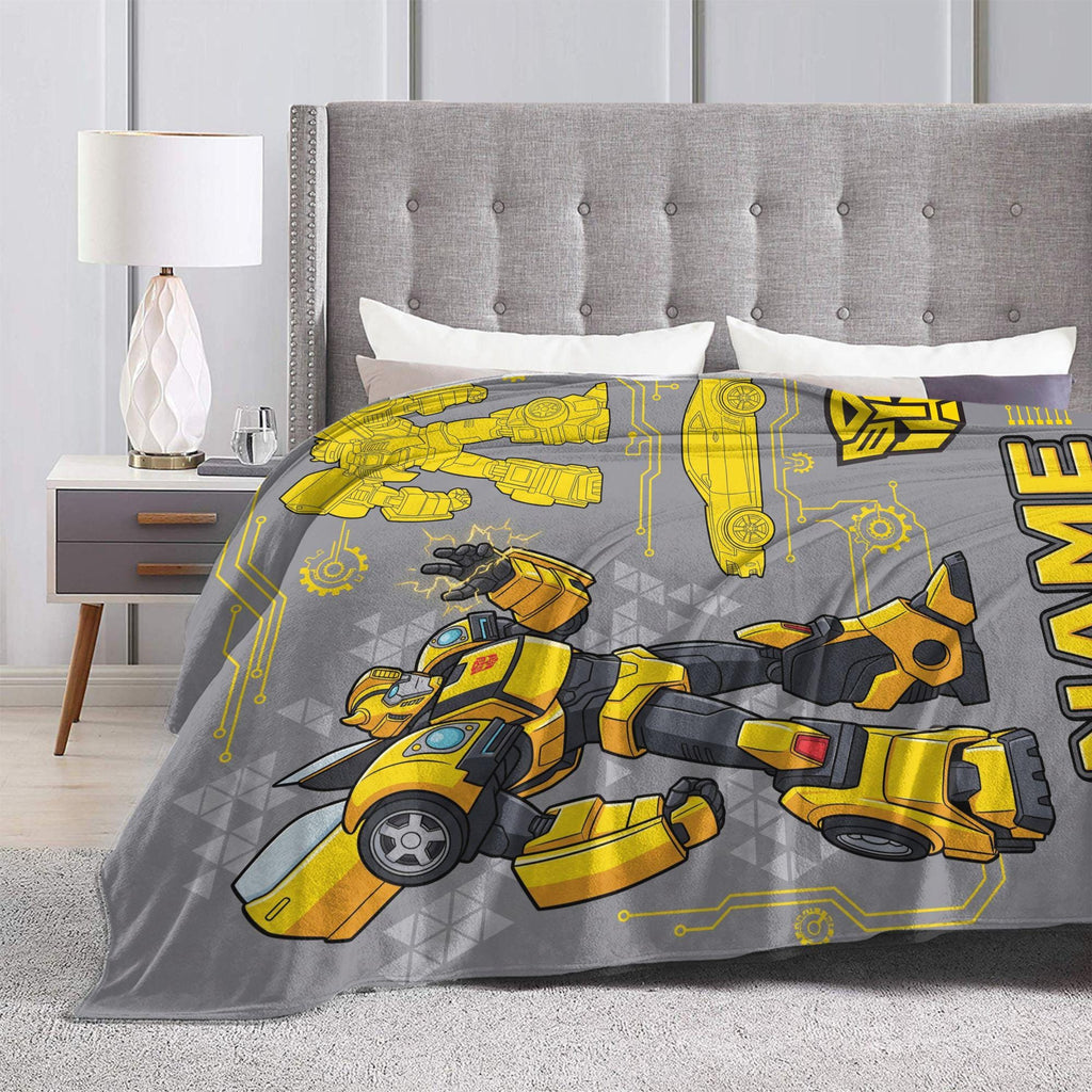 Customizable Transformers Bumblebee Blanket, Tech Mecha Boys Flannel Throw